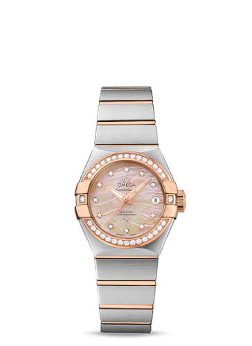 Omega Constellation Co-Axial 27 Brushed Stainless Steel / Red Gold / Diamond / Wavy Brown MOP